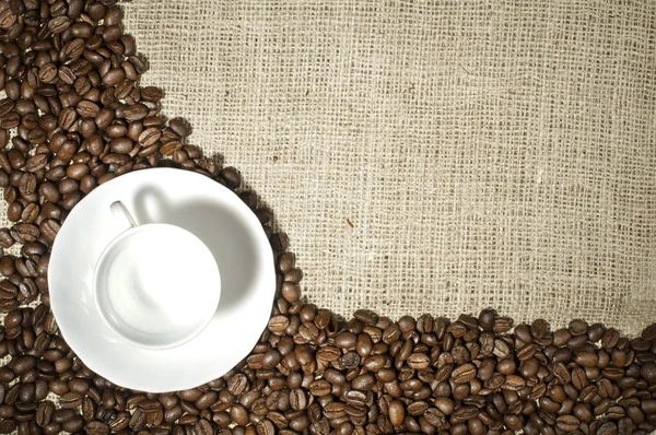 Cup of coffee and coffee beans — Stock Photo, Image