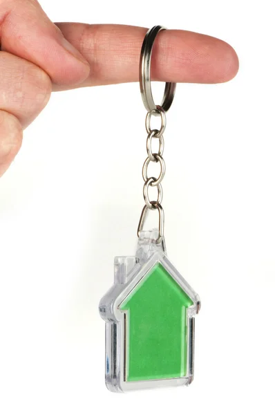 Keychain with figure of green house — Stock Photo, Image