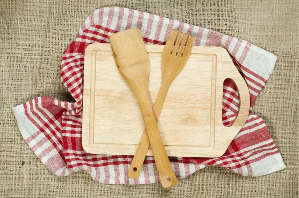 Croce forchetta in legno e cucchiaio — Foto Stock