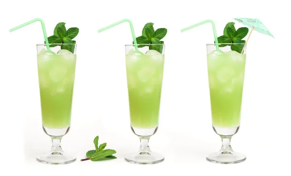 Green cocktail with cubes ice — Stock Photo, Image
