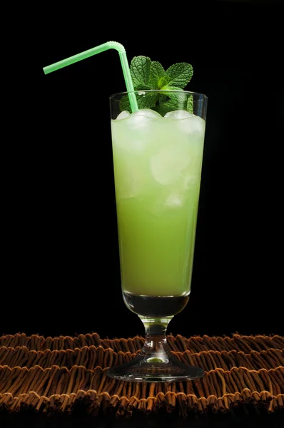 Green cocktail with cubes ice — Stock Photo, Image