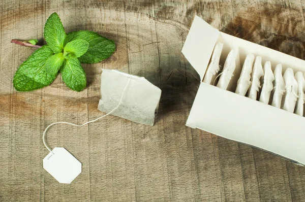 Box with tea bags — Stock Photo, Image