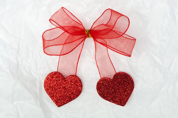 Ribbon and hearts — Stock Photo, Image