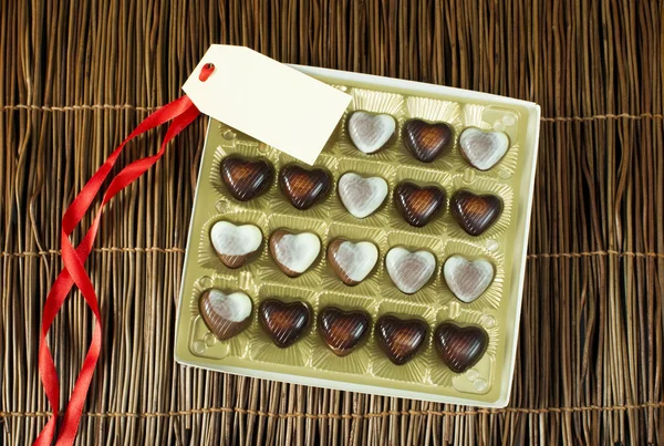 Chocolates em forma de coração — Fotografia de Stock