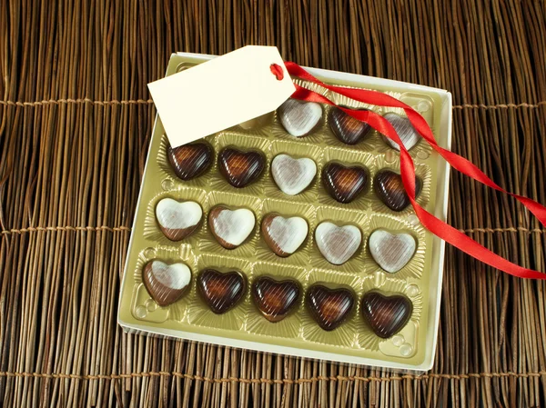 Chocolates in the shape of hearts — Stock Photo, Image