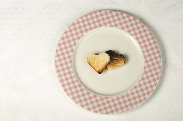 ハート形のトースト添え — ストック写真
