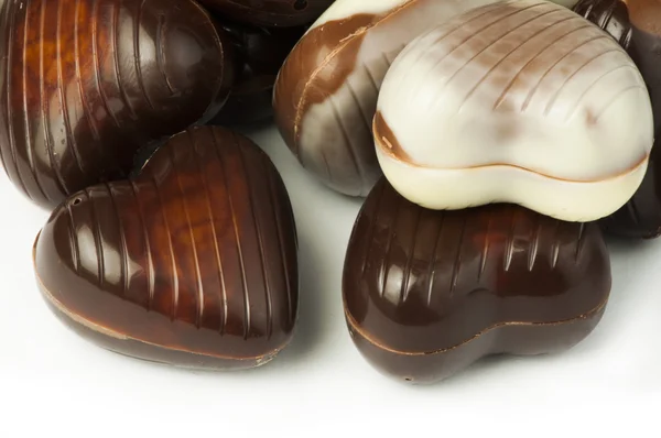 Chocolates in the shape of hearts — Stock Photo, Image