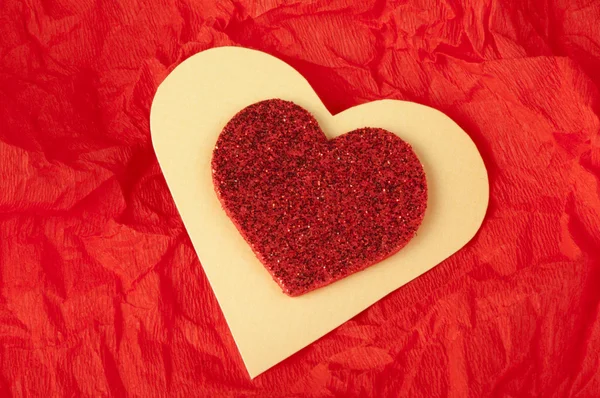 Rood hart brokaat vorm — Stockfoto