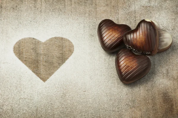 Chocolates in the shape of hearts — Stock Photo, Image