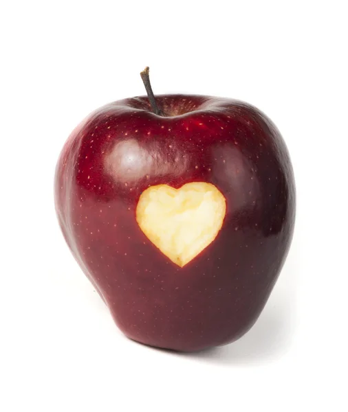 Hart vorm close-up gesneden in apple Rechtenvrije Stockfoto's