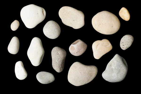 Conjunto de pedras marinhas preto isolado — Fotografia de Stock