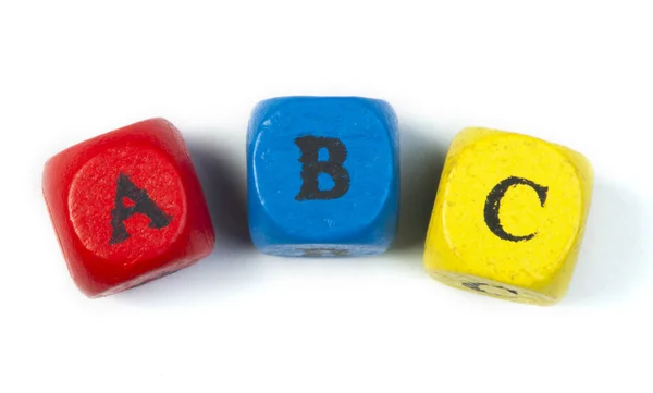 Letters a b c on cubes — Stock Photo, Image