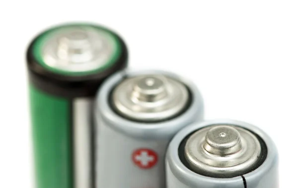 Tre batterier på nära håll — Stockfoto