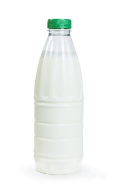 plastik şeffaf şişe süt ile