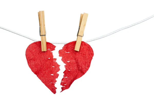 Papel Coração dividido em duas partes — Fotografia de Stock