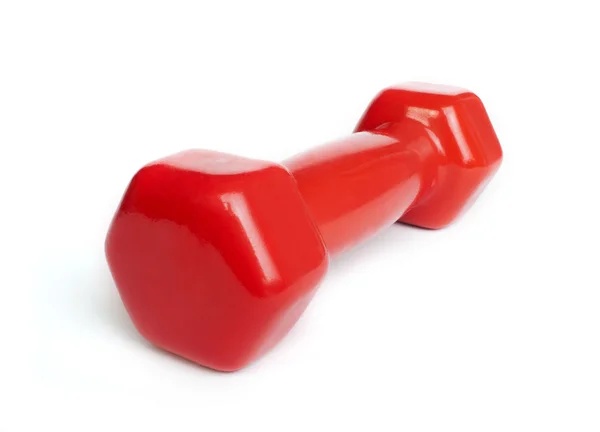 Kırmızı dumbbell beyaz izole — Stok fotoğraf