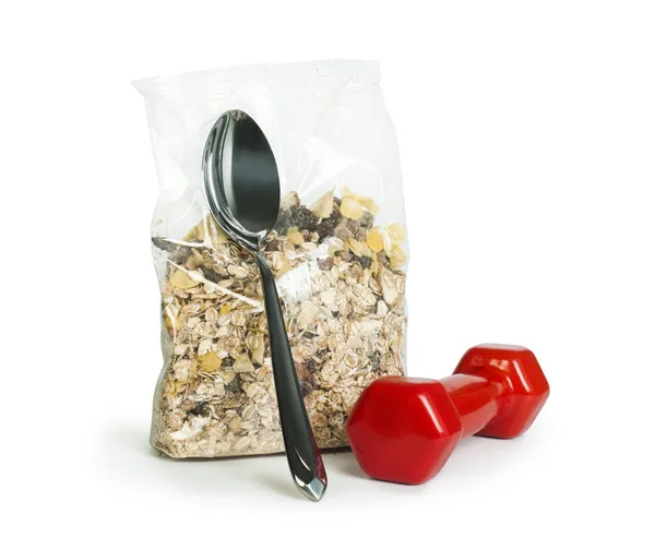 Muesli breakfast in transparent package — Stock Photo, Image