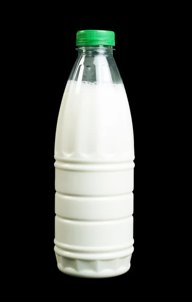 Plastic transparent bottle with milk — Stock Photo, Image