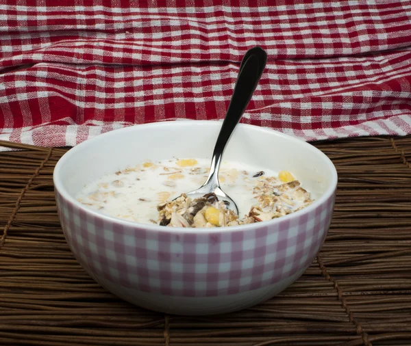 Muesli café da manhã em uma tigela — Fotografia de Stock