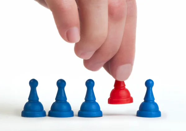 Peões jogo vermelho e azul branco isolado — Fotografia de Stock