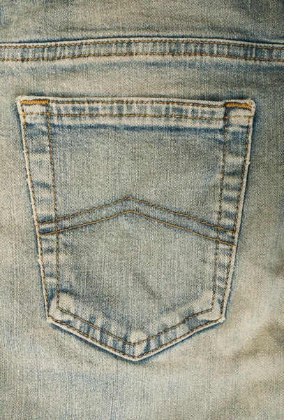 Terug blauwe jeans zak — Stockfoto