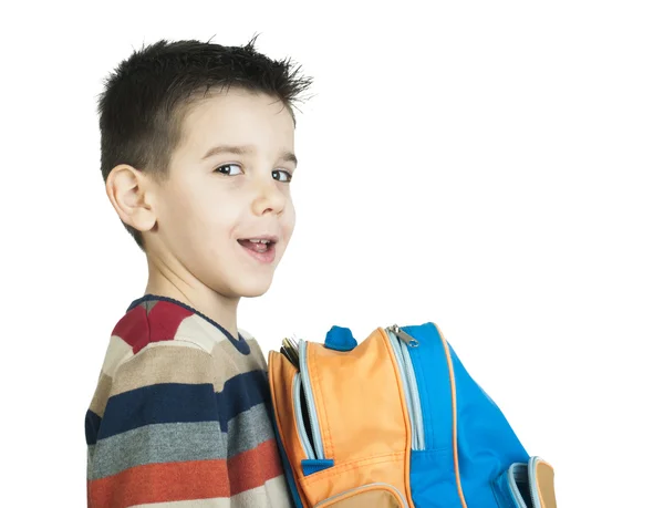Boy with schoolbag Royalty Free Stock Images