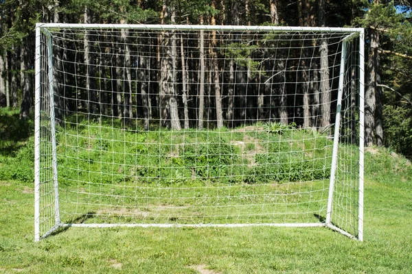 Portão de futebol com rede — Fotografia de Stock
