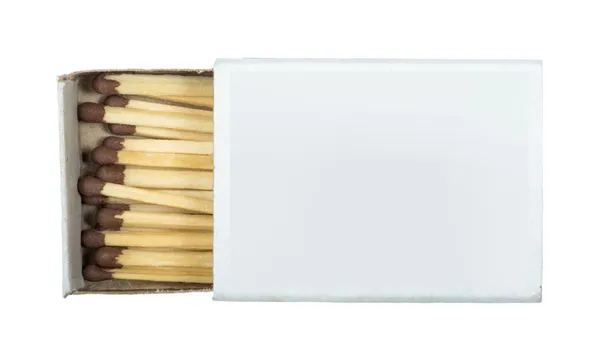 Fósforos e fósforos brancos isolados — Fotografia de Stock