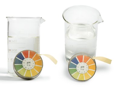 Litmus paper and beaker