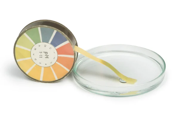 Litmus paper and beaker — Stockfoto