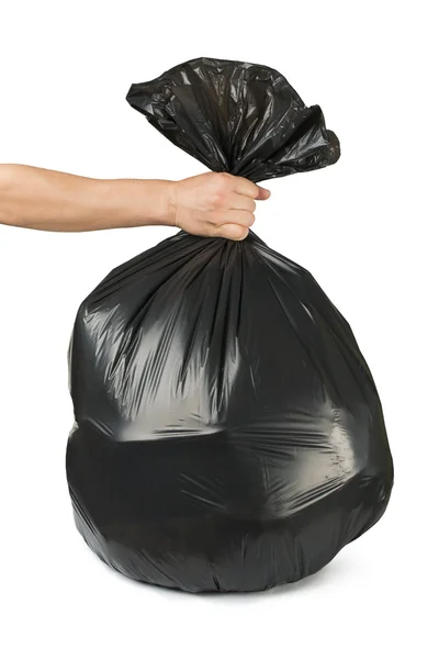 Черный мешок мусора — стоковое фото