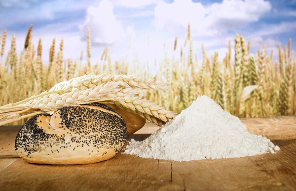 Bread and wheat cereal crops — Stock Photo, Image