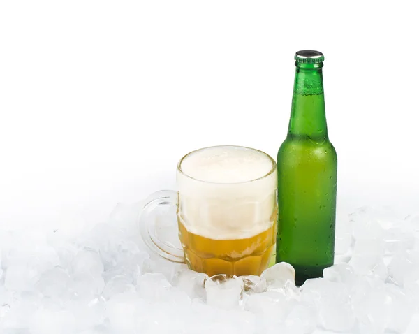 Bottle of beer and beer mug — Stock Photo, Image