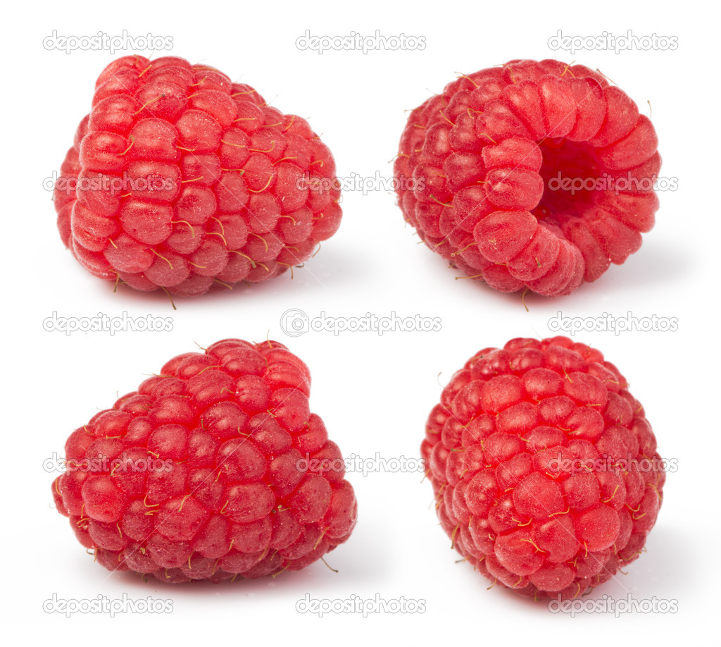 Raspberries white isolated