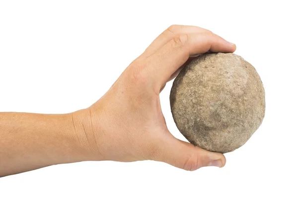 Hand holding stone ball — Stock Photo, Image