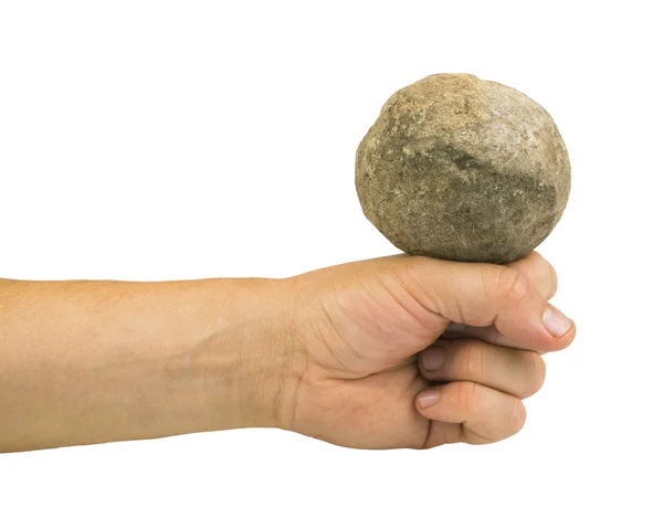 Hand holding stone ball — Stock Photo, Image