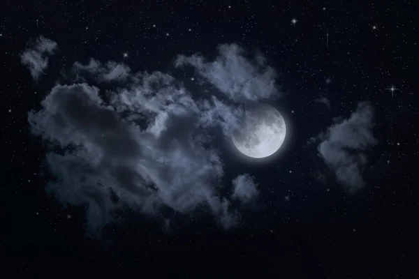 繁星点点的夜空和月亮 — 图库照片