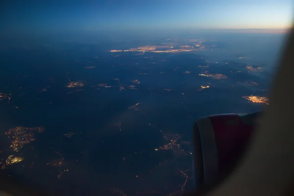 Uçak dışında gece görünümü — Stok fotoğraf