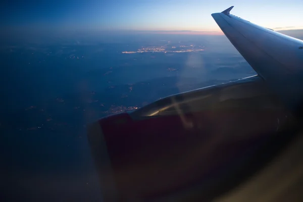 Noční pohled z letadla — Stock fotografie
