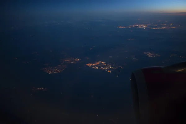 Nacht uitzicht uit vliegtuig — Stockfoto