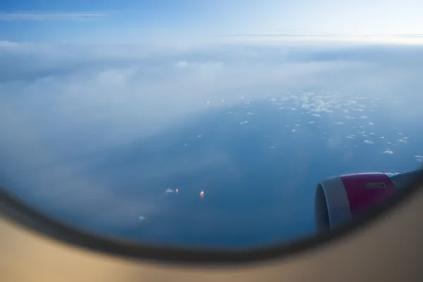 Vista notturna fuori dall'aereo — Foto Stock