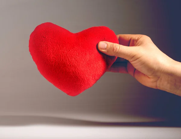 Vintage look red plush heart. — Stock Photo, Image