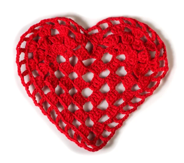 Knitted red heart — Stock Photo, Image