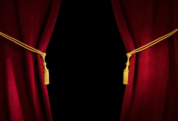 Red velvet curtain with tassel — Stock Photo, Image