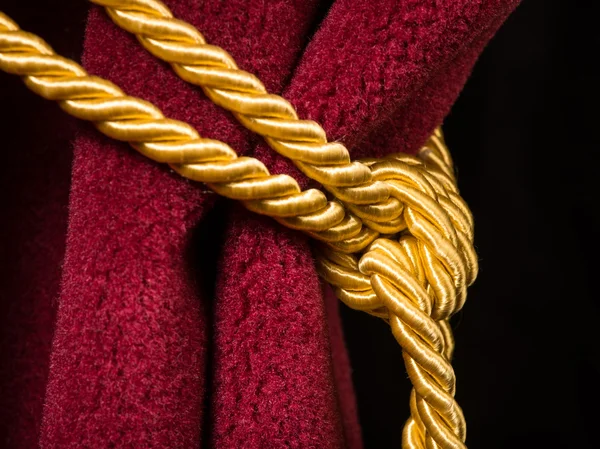 Red velvet curtain with tassel — Stock Photo, Image
