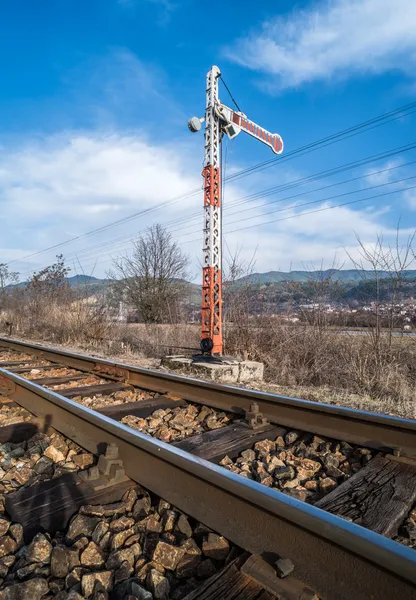 Železniční semafor — Stock fotografie