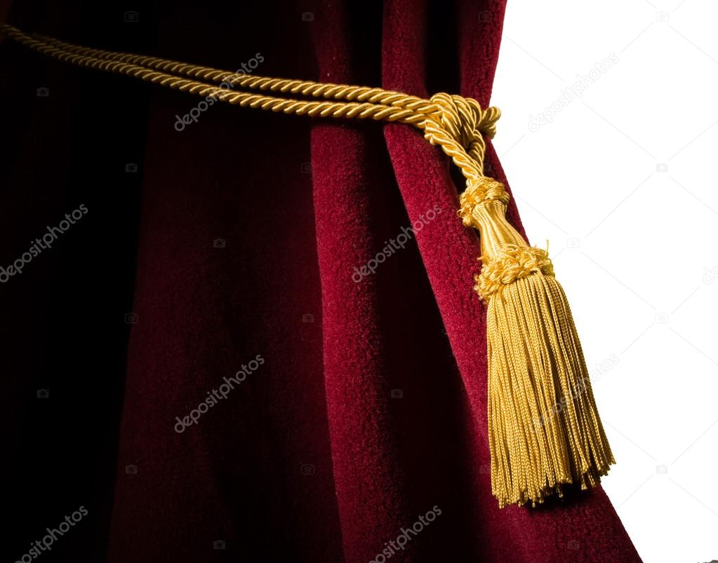 Red velvet curtain with tassel