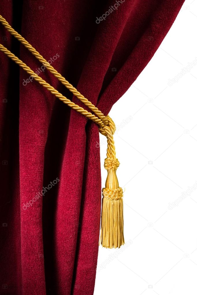Red velvet curtain with tassel