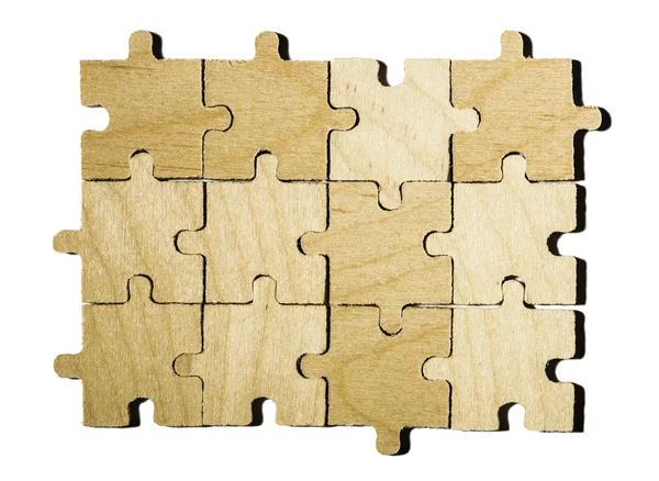 Wooden puzzle on white background. — Stock Photo, Image