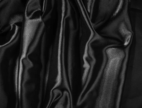 Lucido tessuto di raso nero — Foto Stock